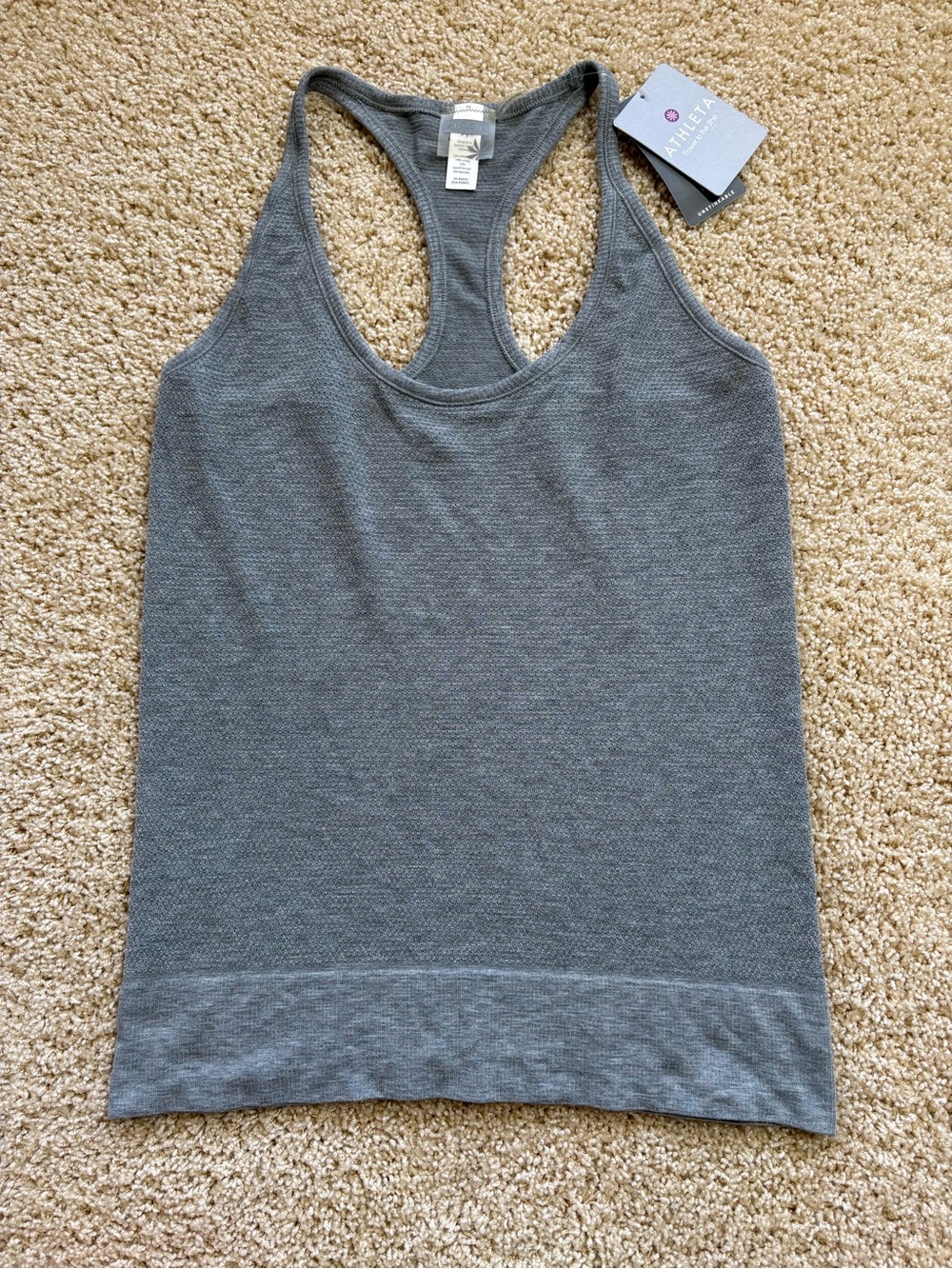 NWT Athleta Zeal Tank Top Womens Large Heather Gray Unstinkable Racerback